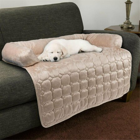 DARETOCARE 35 x 35 in. Furniture Pet Cover w/Shredded Foam Filled 3-Sided Bolster Soft Plush Fabric, Beige DA3236287